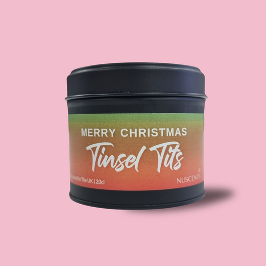 Merry Christmas Tinsel Tits Candle