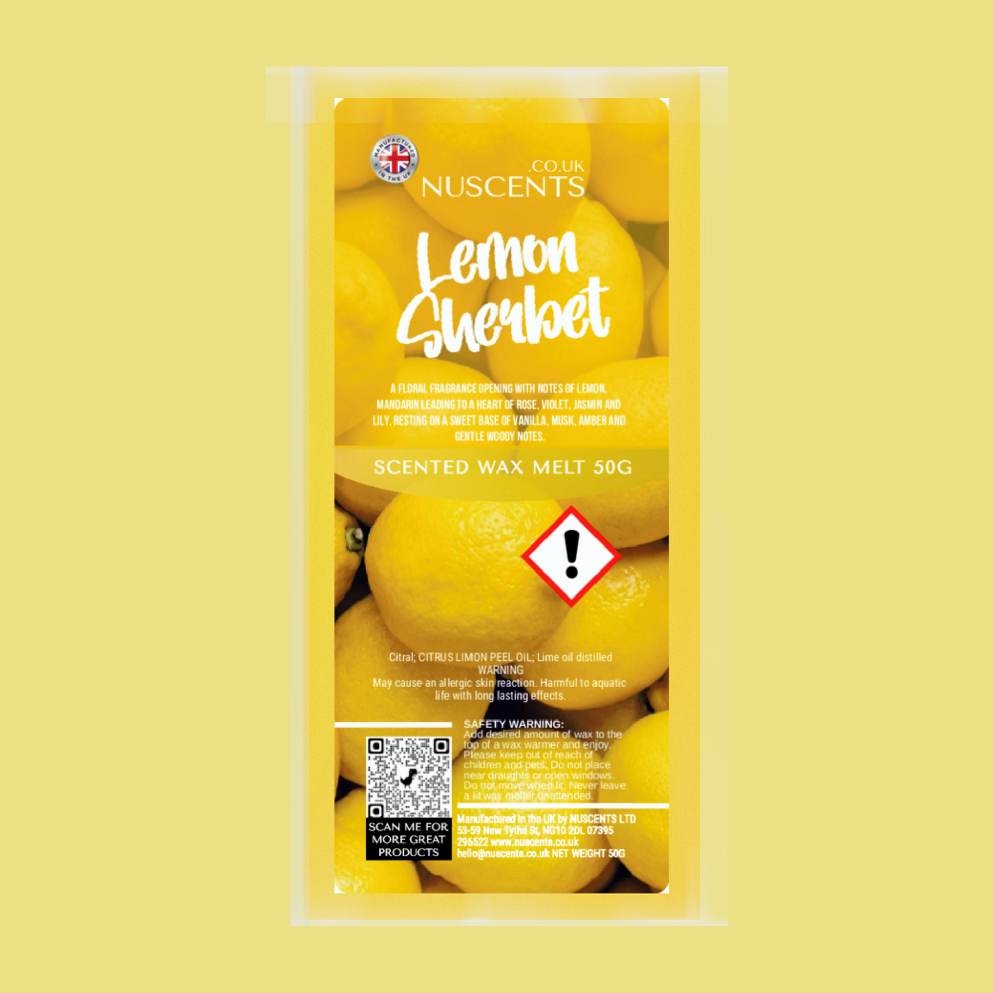 50g Lemon Sherbet Scented Wax Melt