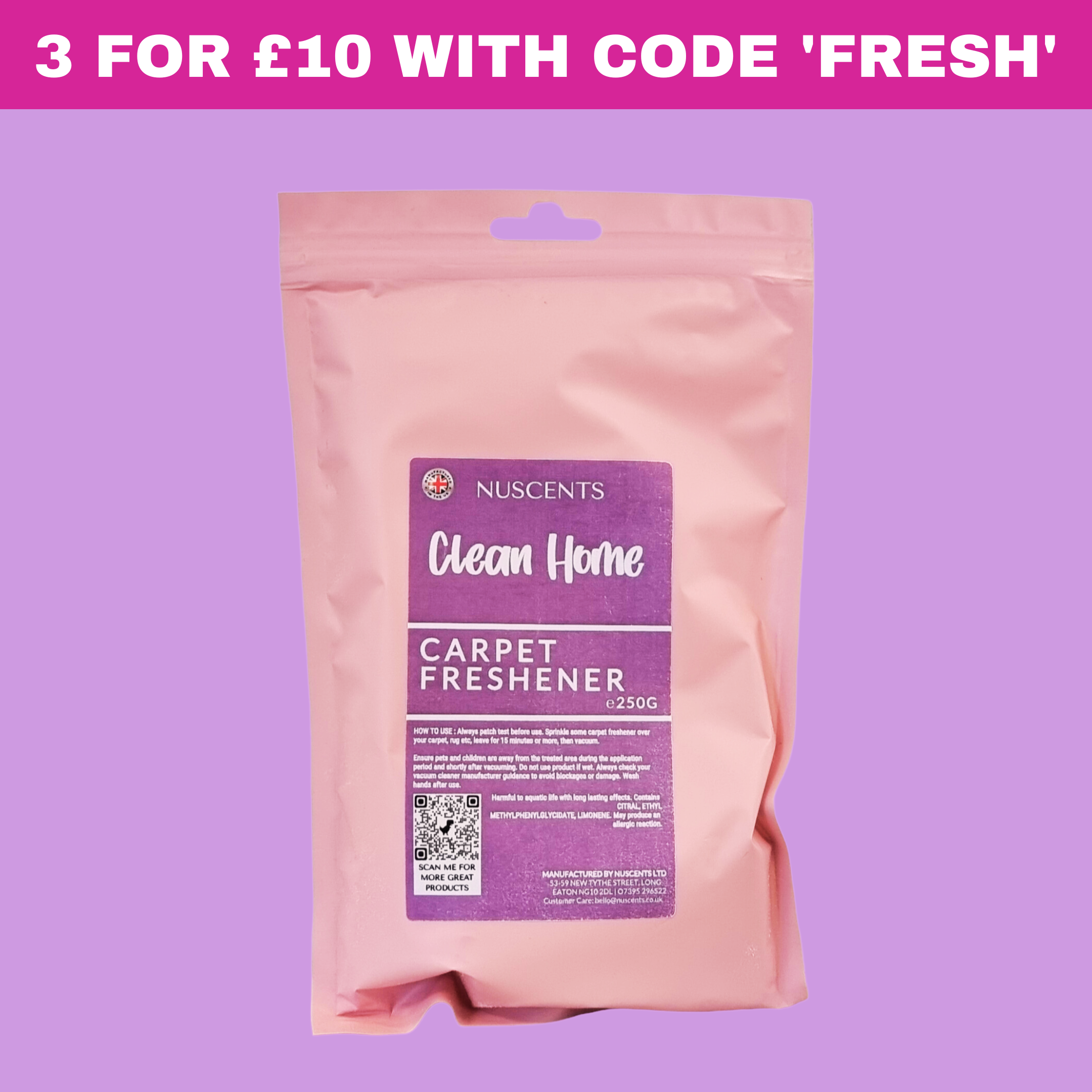 Clean Home Carpet Freshener 250g Nuscents