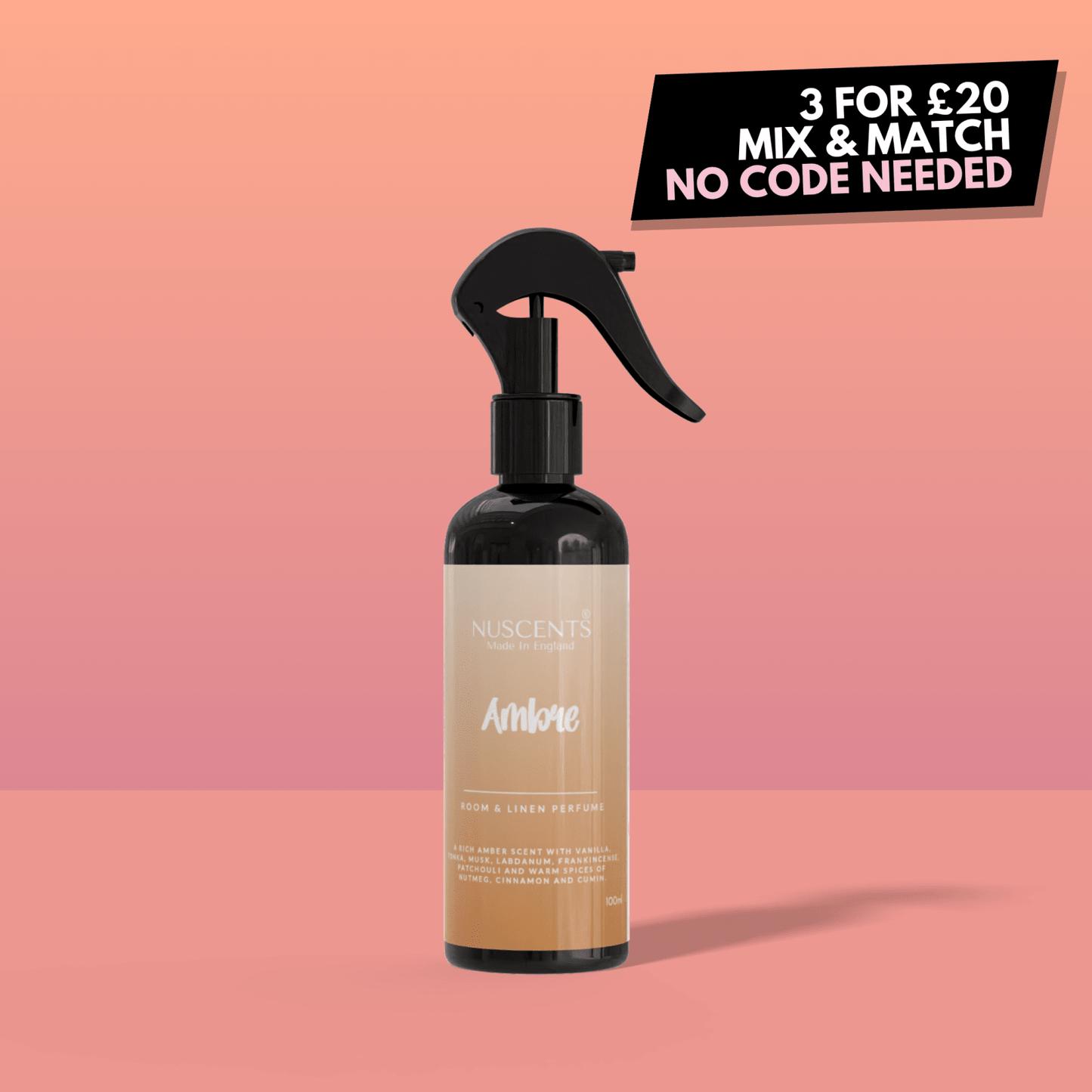 Ambre Room & Linen Perfume Spray - Nuscents