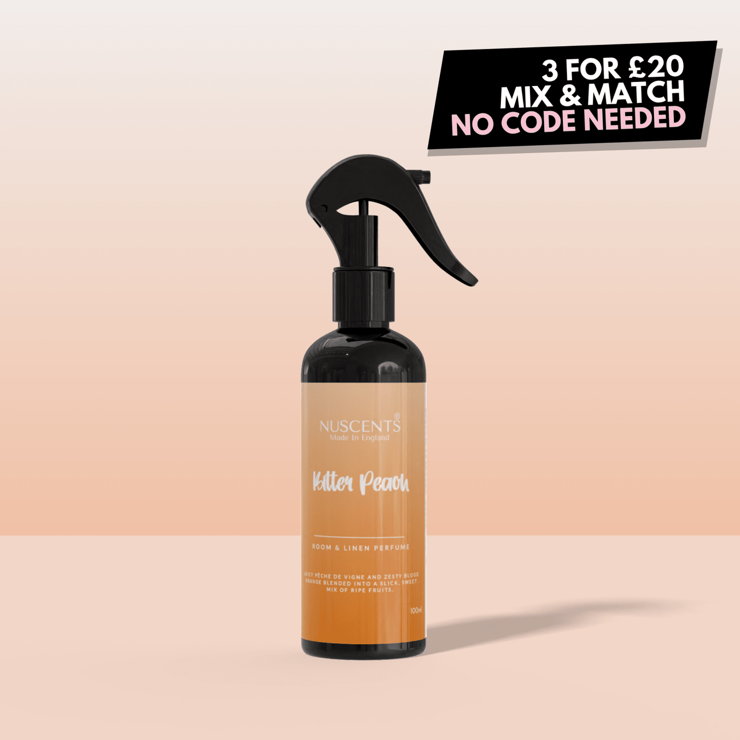 Bitter Peach Room & Linen Perfume Spray - Nuscents