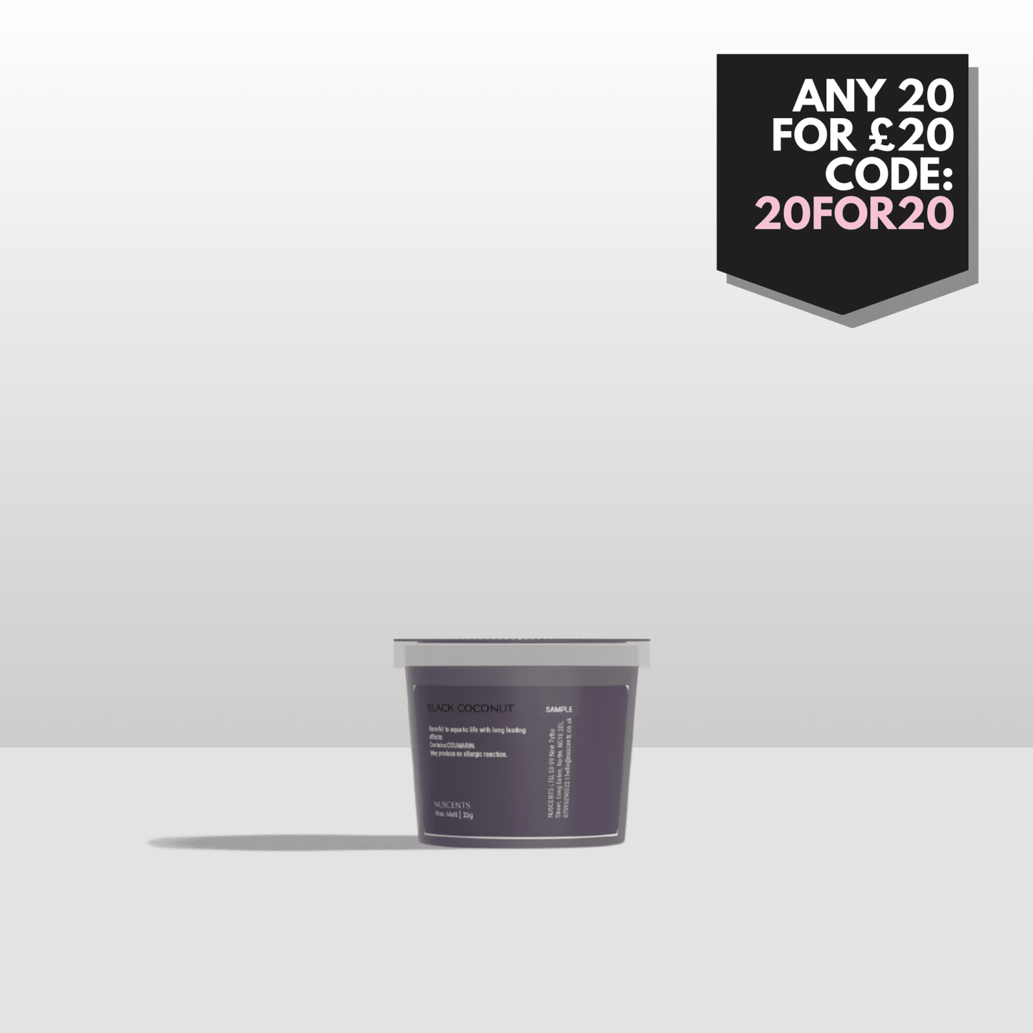 Black Coconut Wax Melt Sample 25g - Nuscents