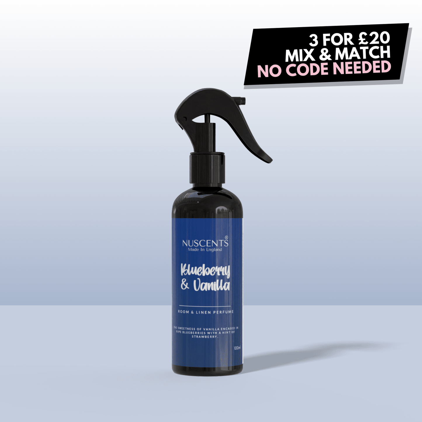 Blueberry & Vanilla Room & Linen Perfume Spray - Nuscents