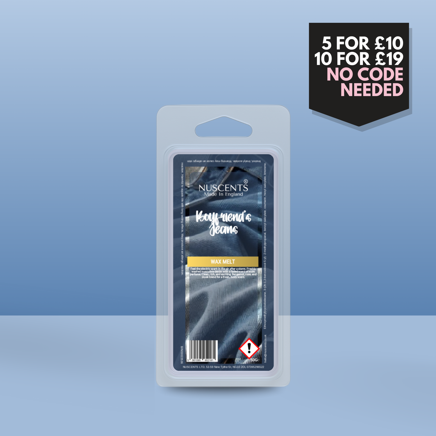 50g *LAST CHANCE Boyfriend's Jeans Scented Wax Melt