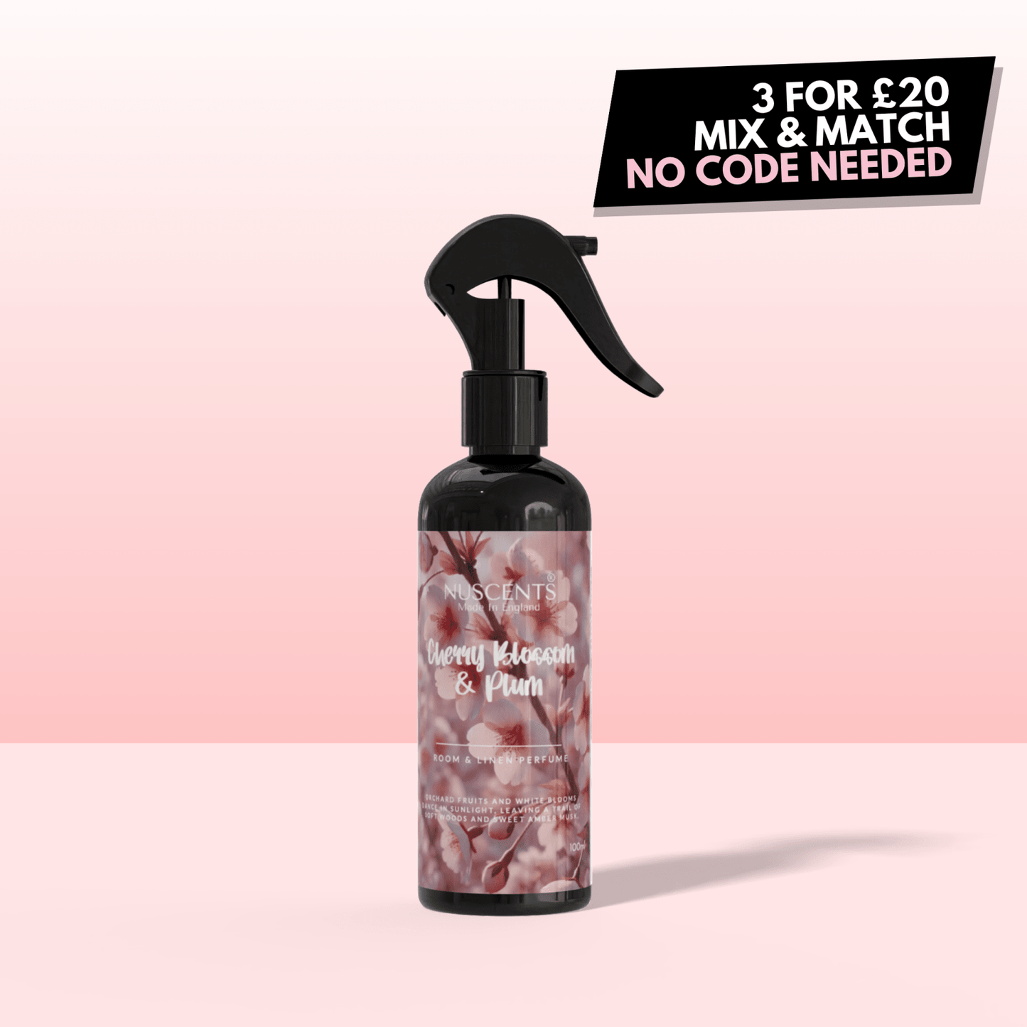 LIMITED EDITION Cherry Blossom & Plum Room & Linen Perfume Spray - Nuscents