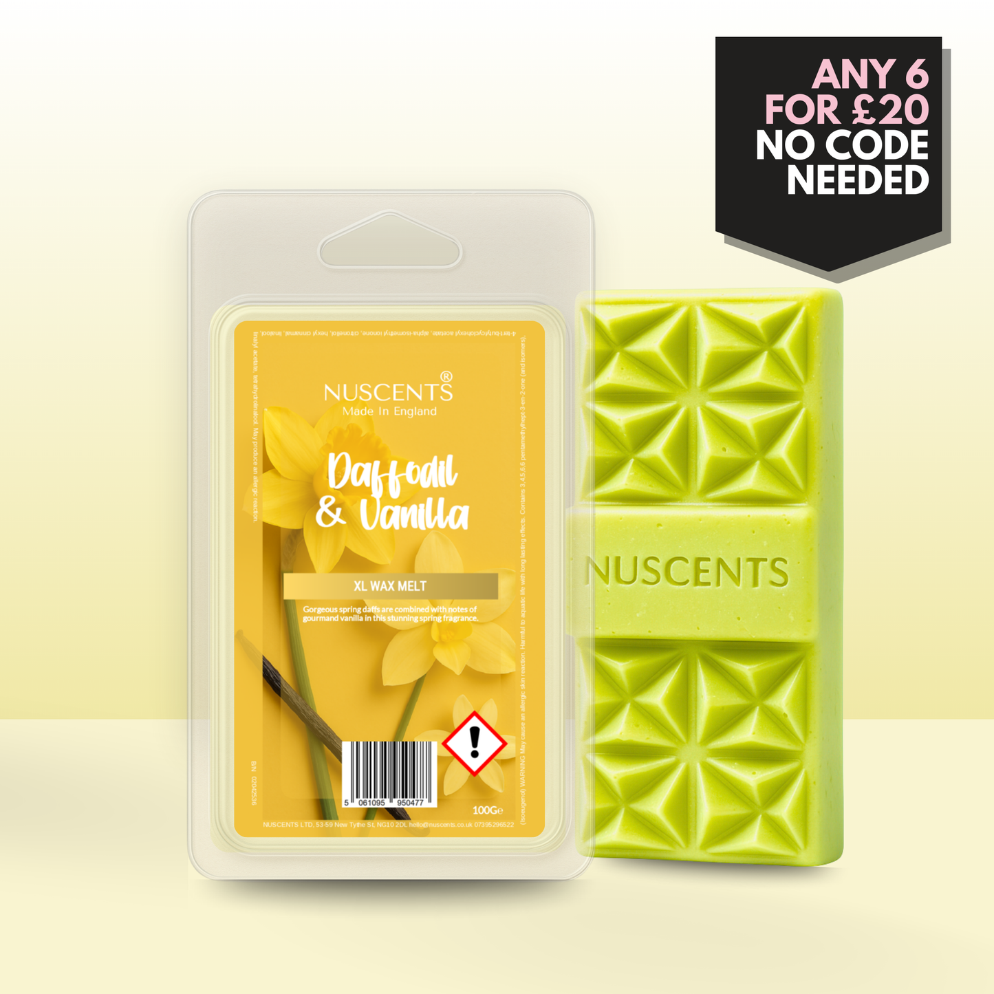 Daffodil & Vanilla Flower Wax Melt 100g XL