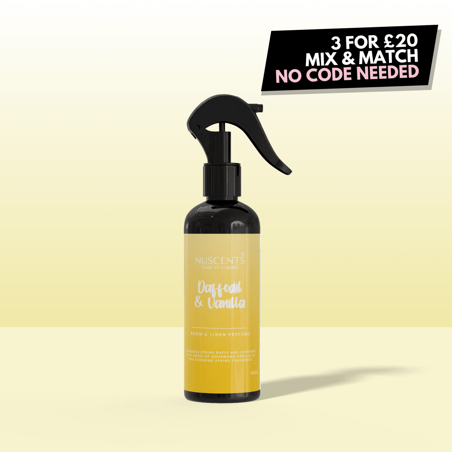 Daffodil & Vanilla Flower Room & Linen Perfume Spray - Nuscents