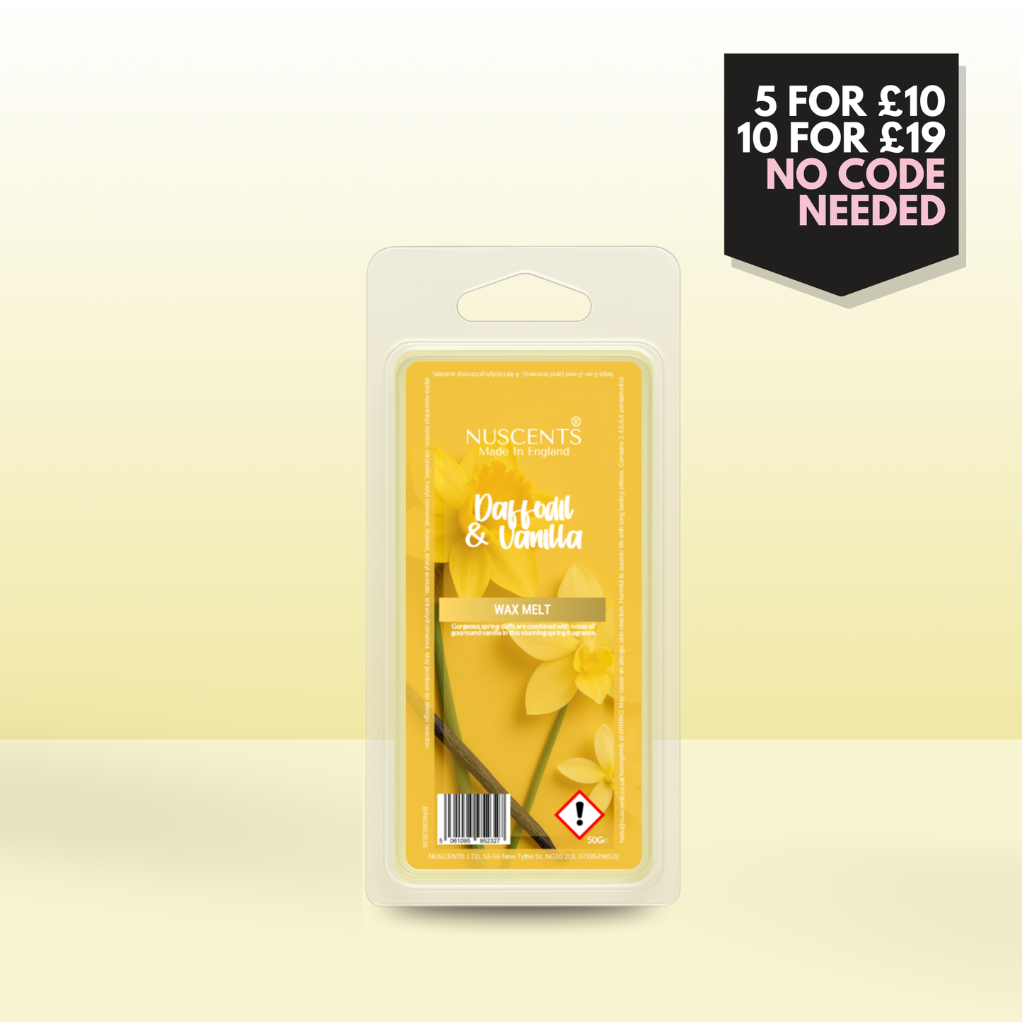 50g Daffodil & Vanilla Flower Scented Wax Melt