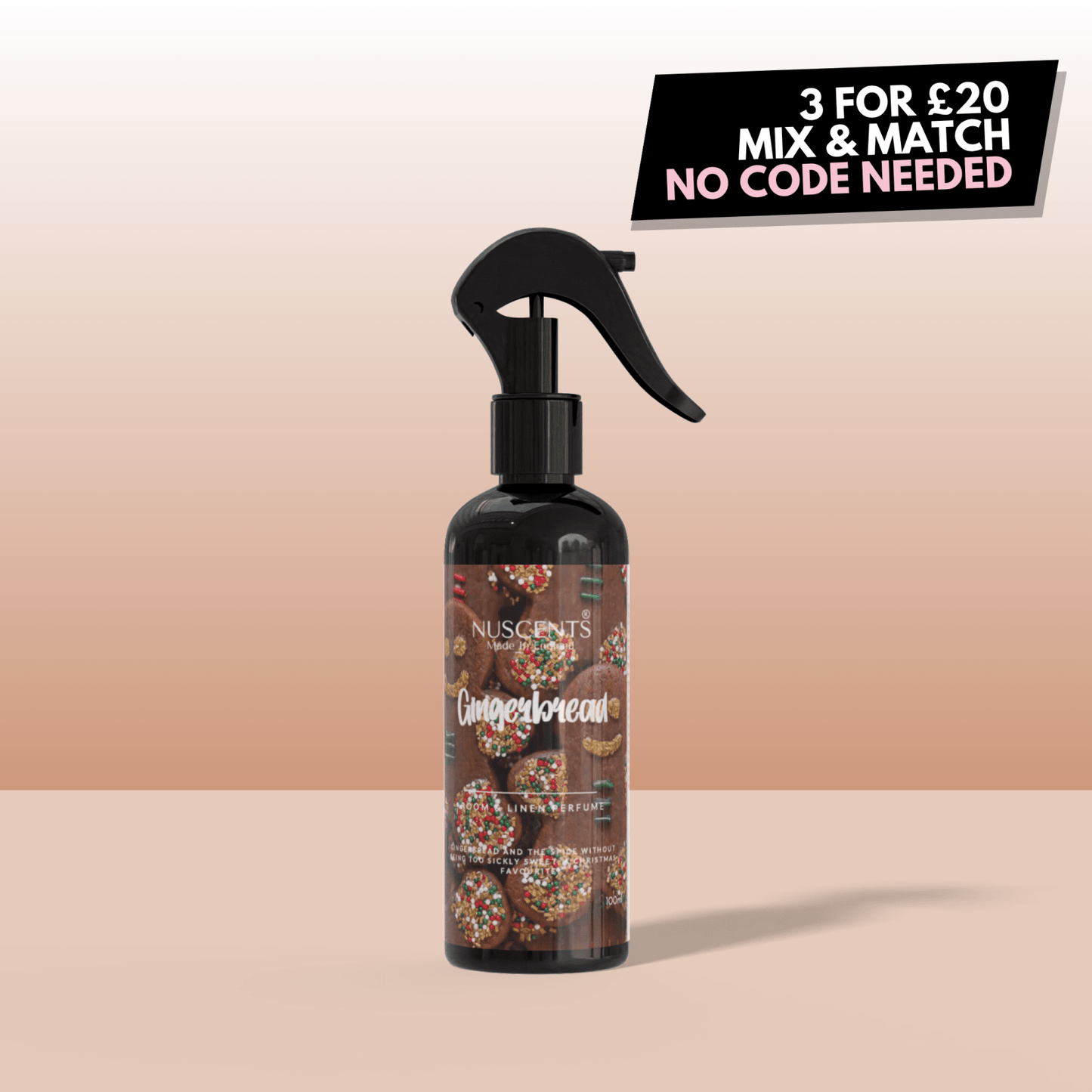 LIMITED EDITION Gingerbread Room & Linen Perfume Spray - Nuscents