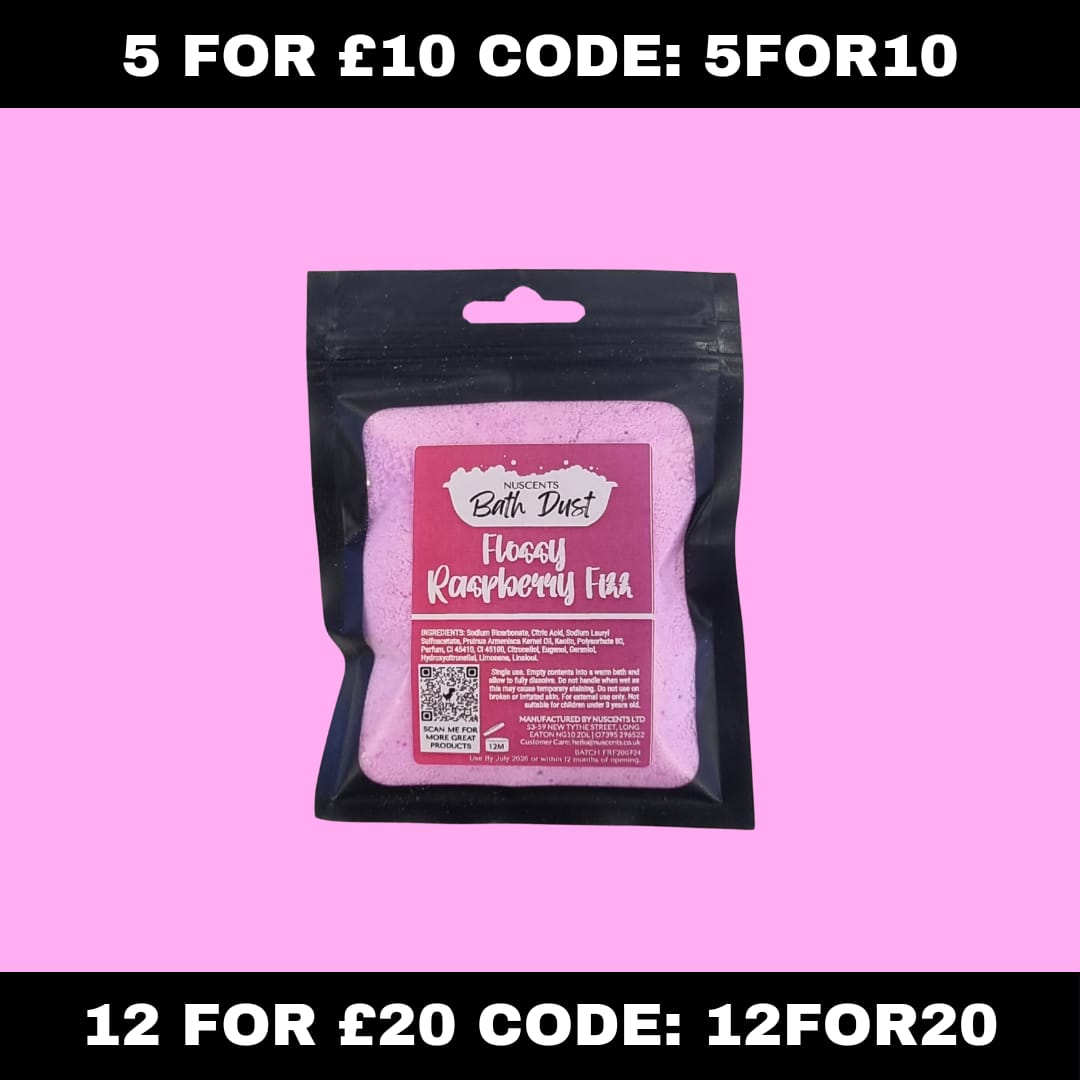 Flossy Raspberry Fizz Bath Dust - Nuscents