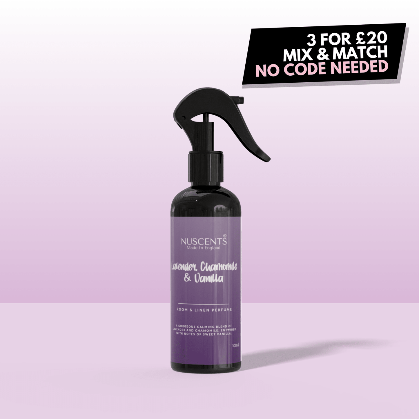Lavender Chamomile & Vanilla Room & Linen Perfume Spray - Nuscents