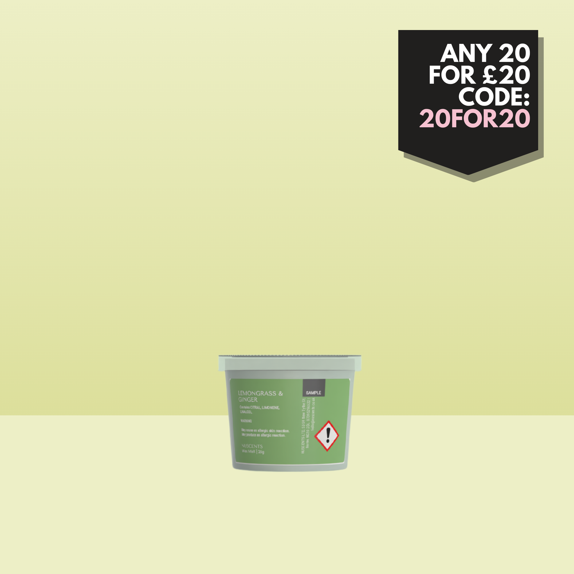 LAST CHANCE Lemongrass & Ginger Wax Melt Sample 25g - Nuscents