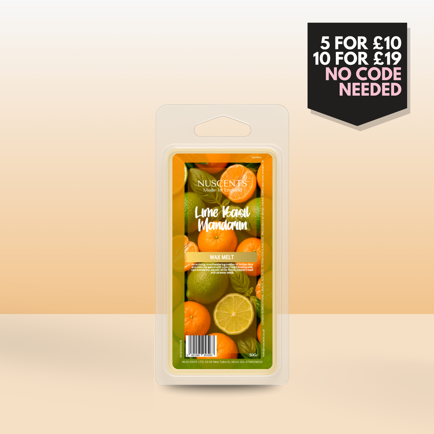 50g Lime Basil Mandarin Scented Wax Melt