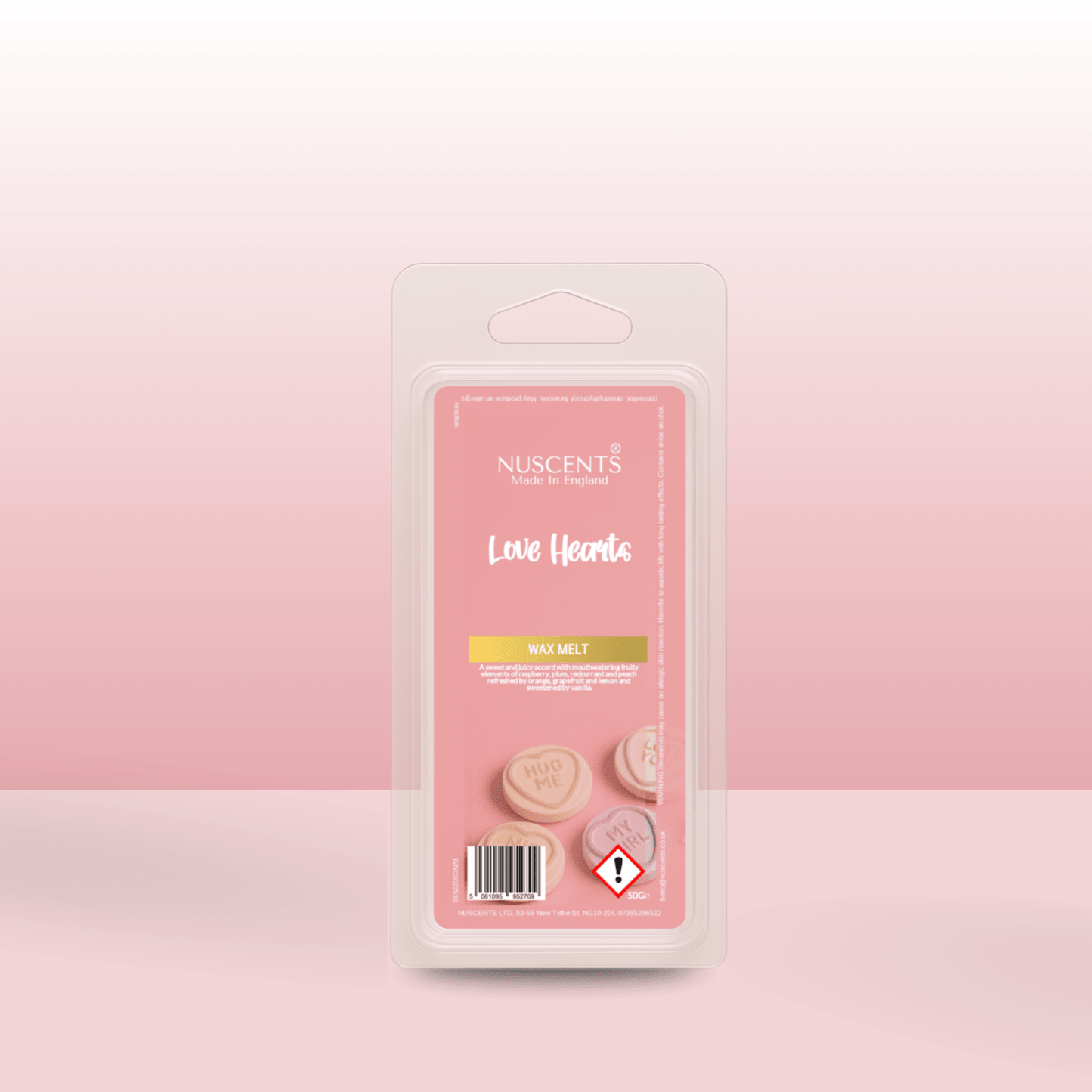 50g Love Hearts Scented Wax Melt - Nuscents