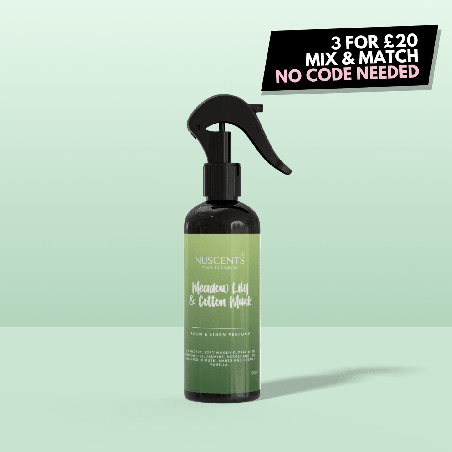 Meadow Lily & Cotton Musk Room & Linen Perfume Spray - Nuscents