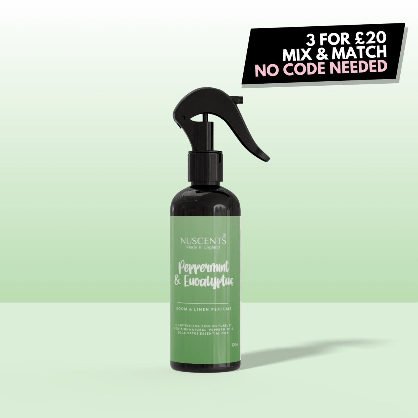 Peppermint & Eucalyptus Room & Linen Perfume Spray - Nuscents