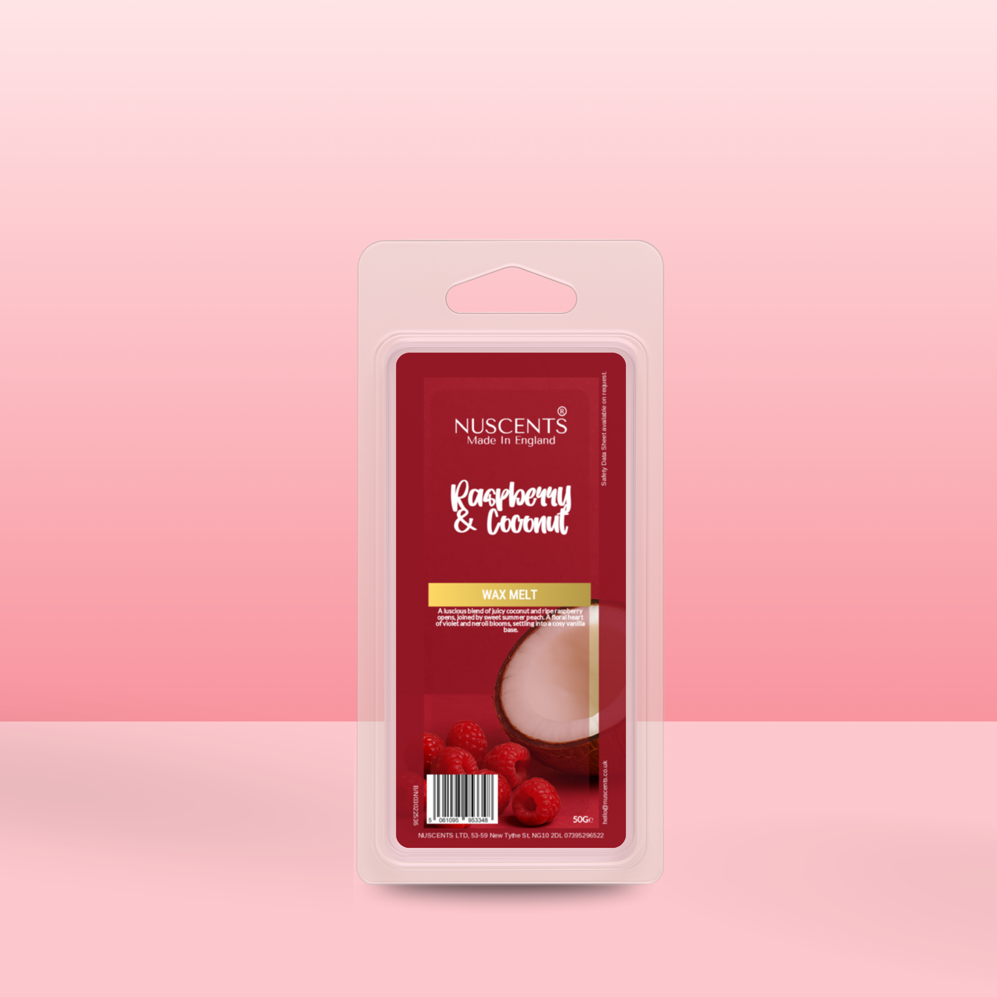 50g *LAST CHANCE Raspberry & Coconut Scented Wax Melt - Nuscents