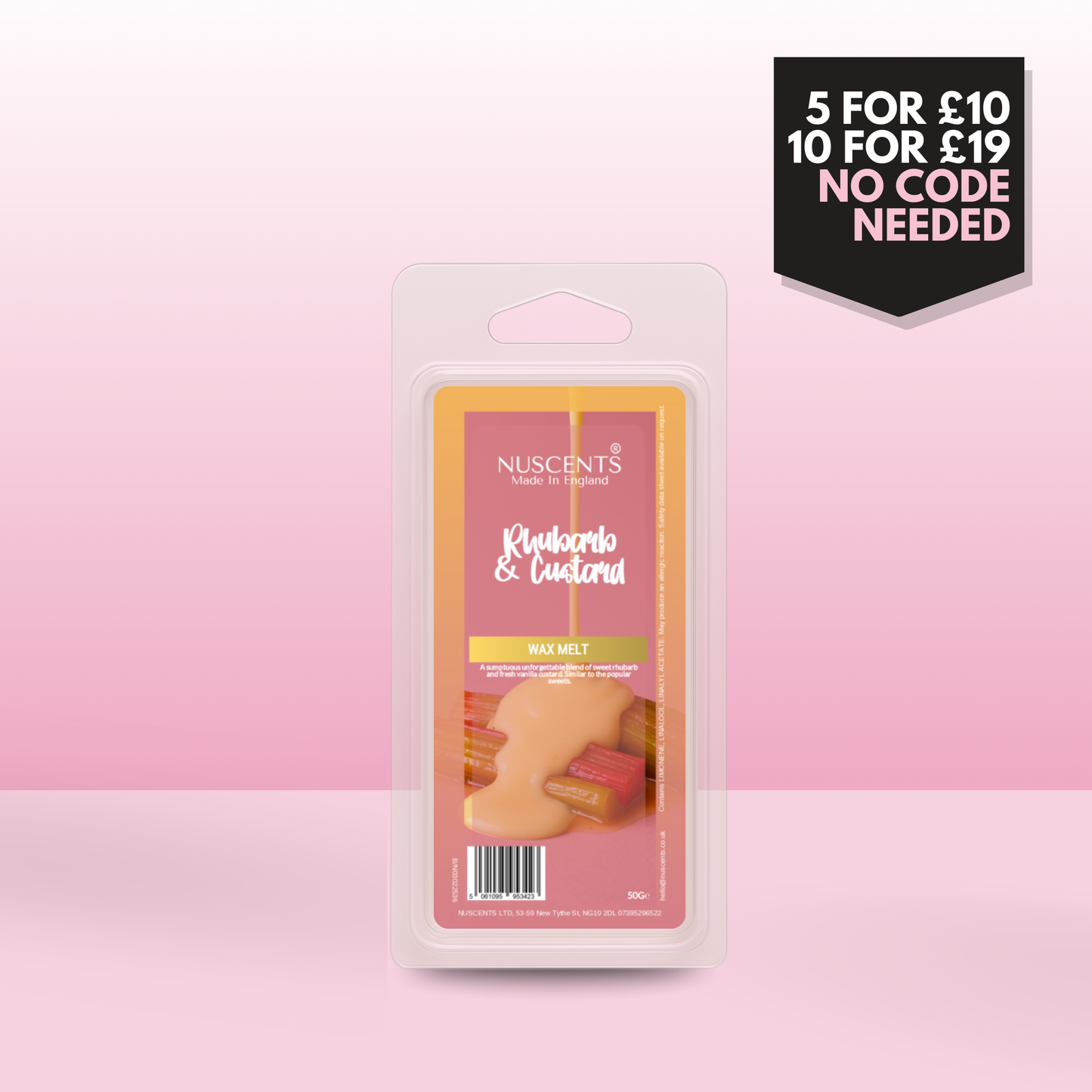 50g Rhubarb & Custard Scented Wax Melt