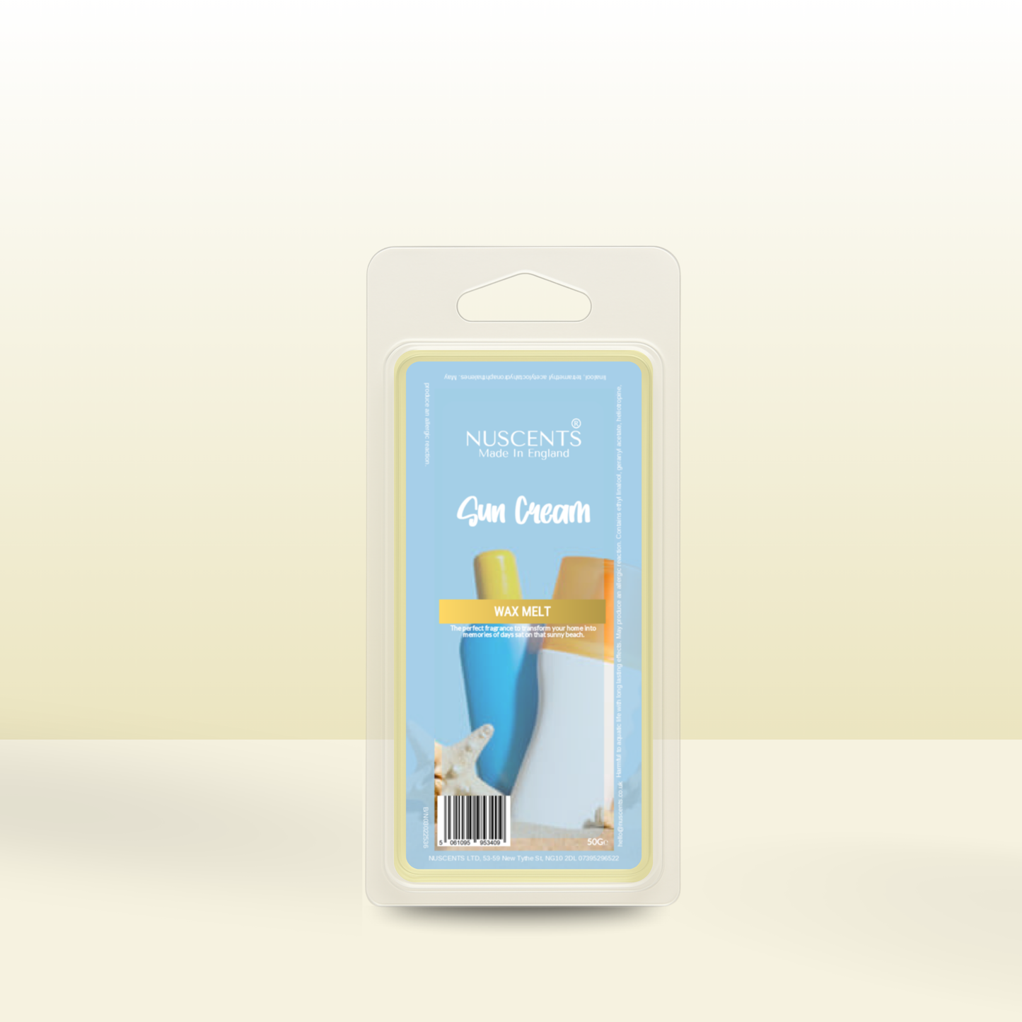 50g *LAST CHANCE Sun Cream Scented Wax Melt - Nuscents
