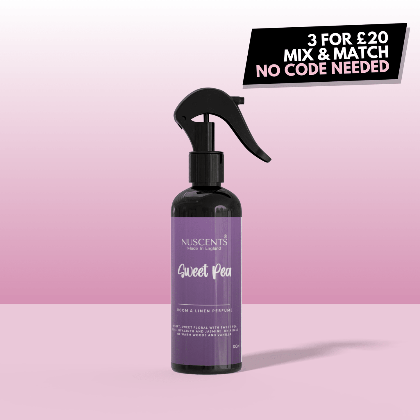 LIMITED EDITION Sweet Pea Room & Linen Perfume Spray - Nuscents