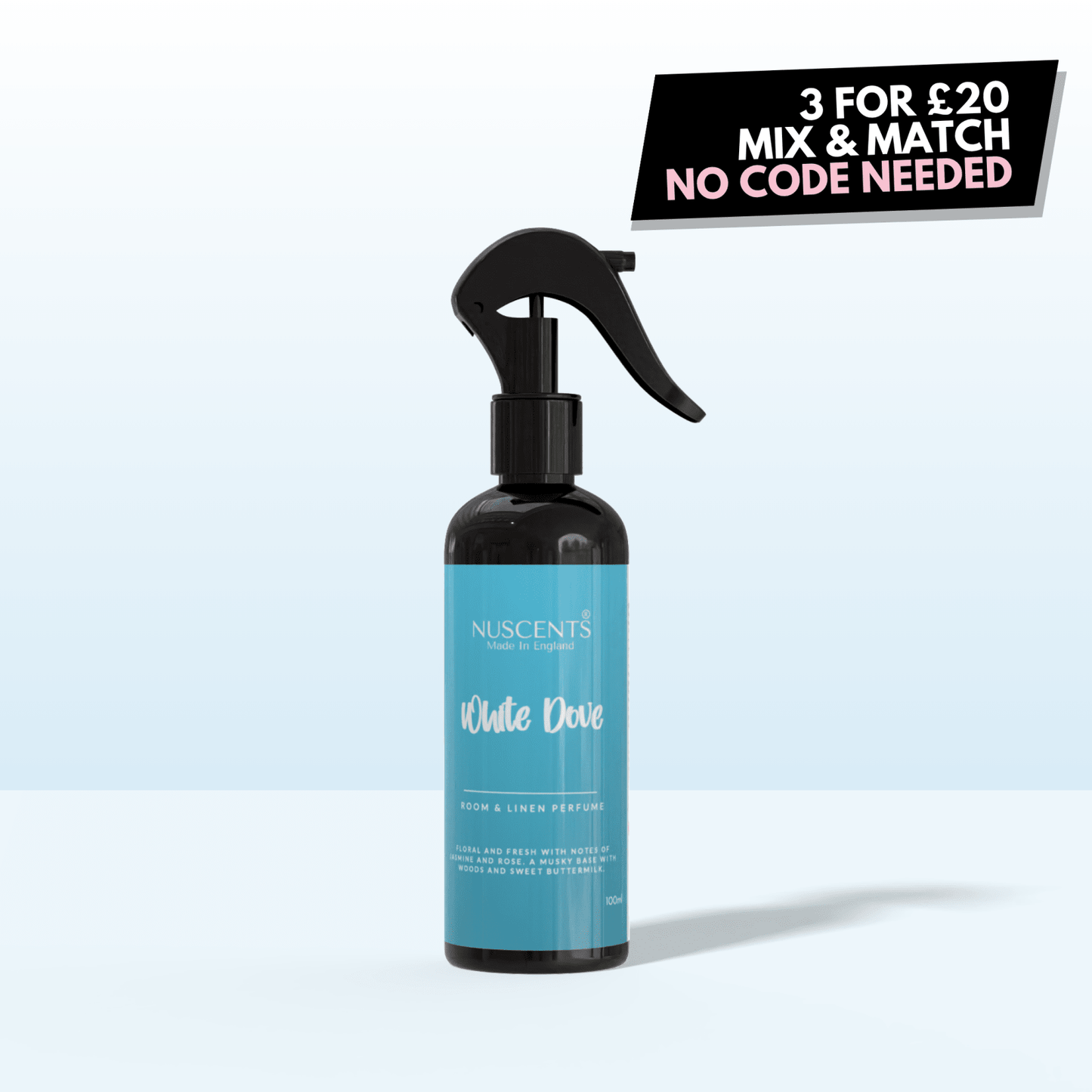 White Dove Room & Linen Perfume Spray - Nuscents