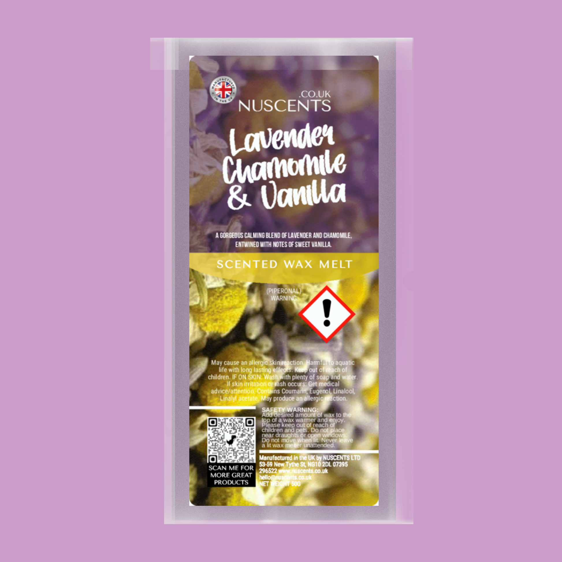 50g Lavender, Chamomile & Vanilla Scented Wax Melt