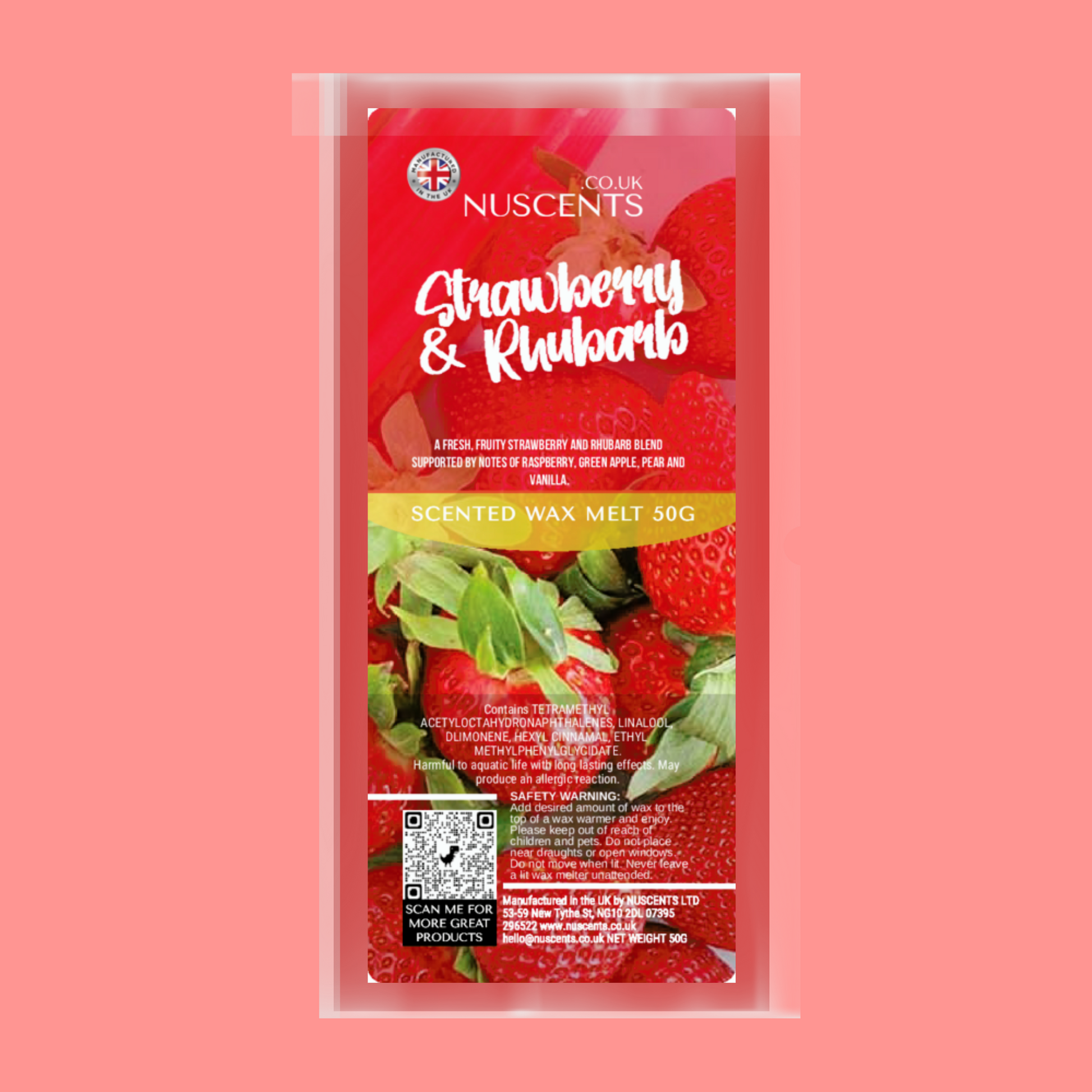 50g Strawberry & Rhubarb Scented Wax Melt