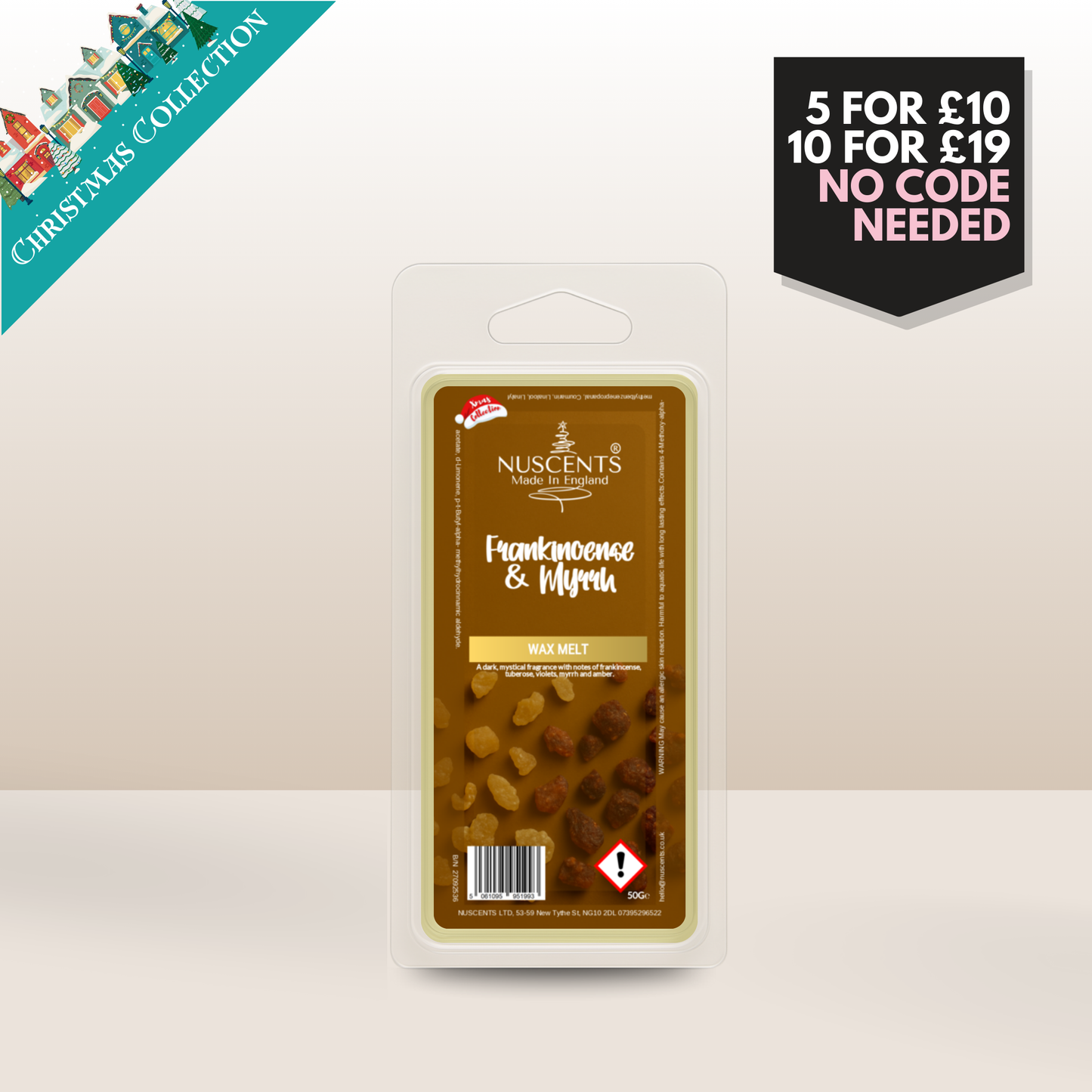 50g *CHRISTMAS Frankincense & Myrrh Scented Wax Melt