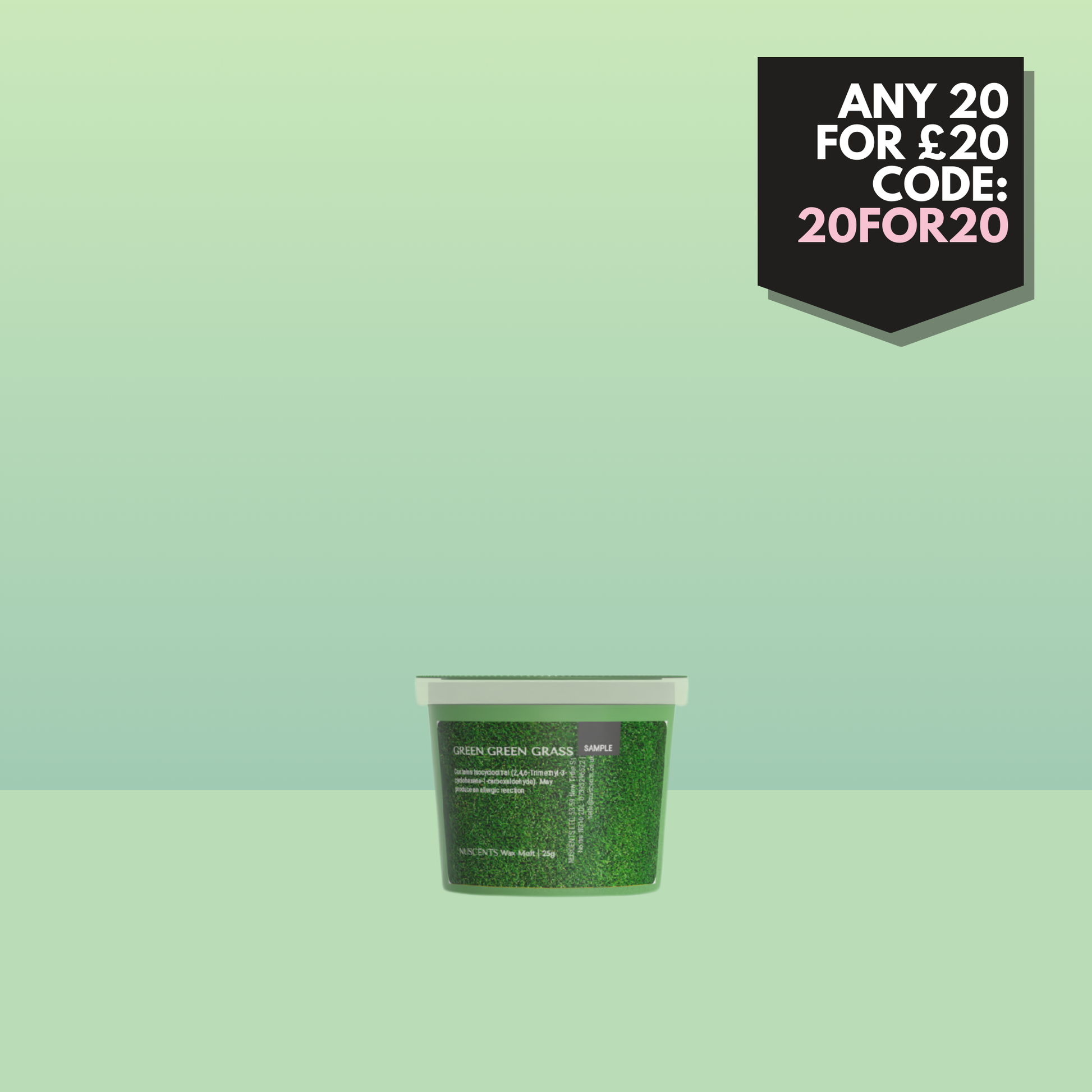 Green Green Grass Wax Melt Sample 25g - Nuscents