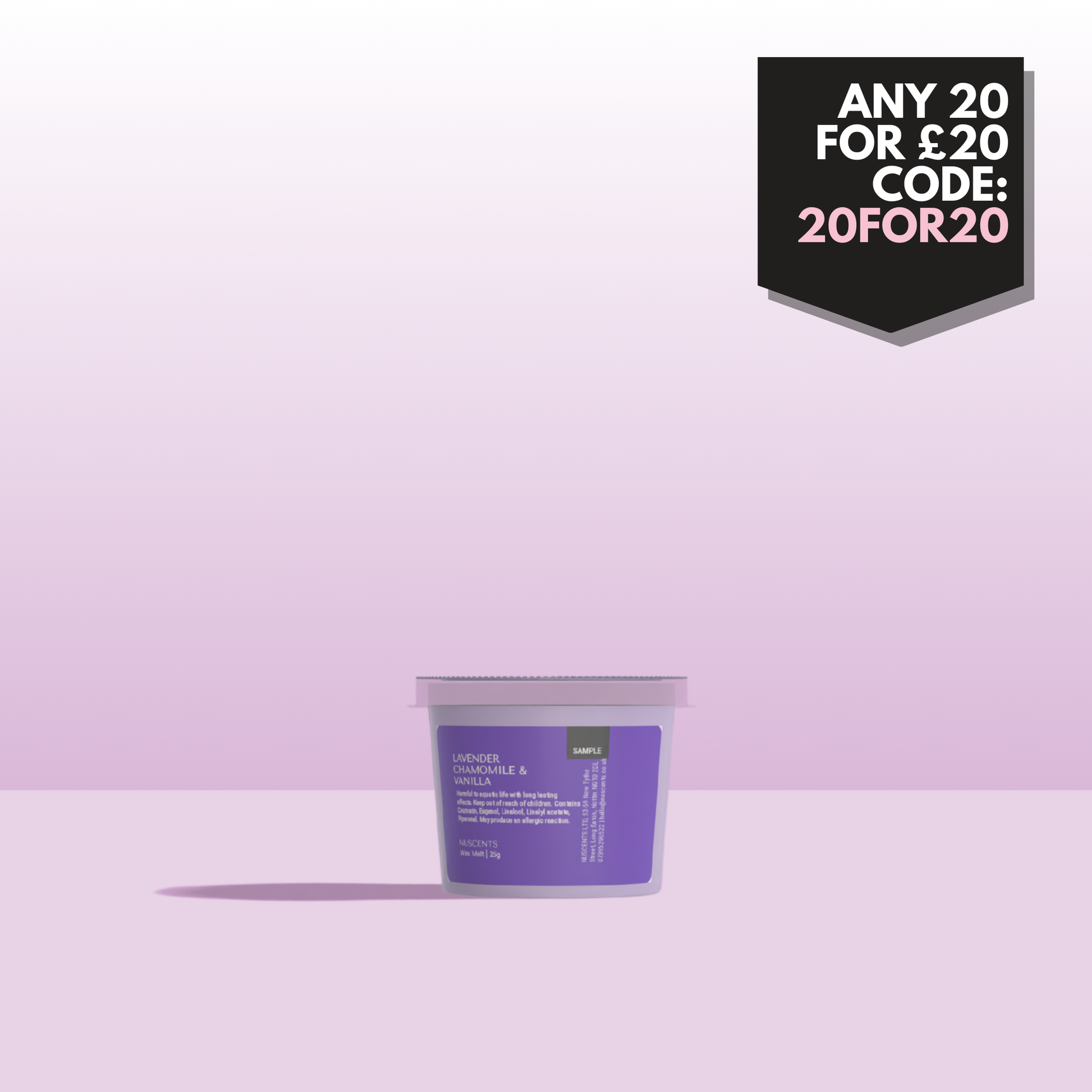 LAST CHANCE Lavender, Chamomile & Vanilla Wax Melt Sample 25g - Nuscents