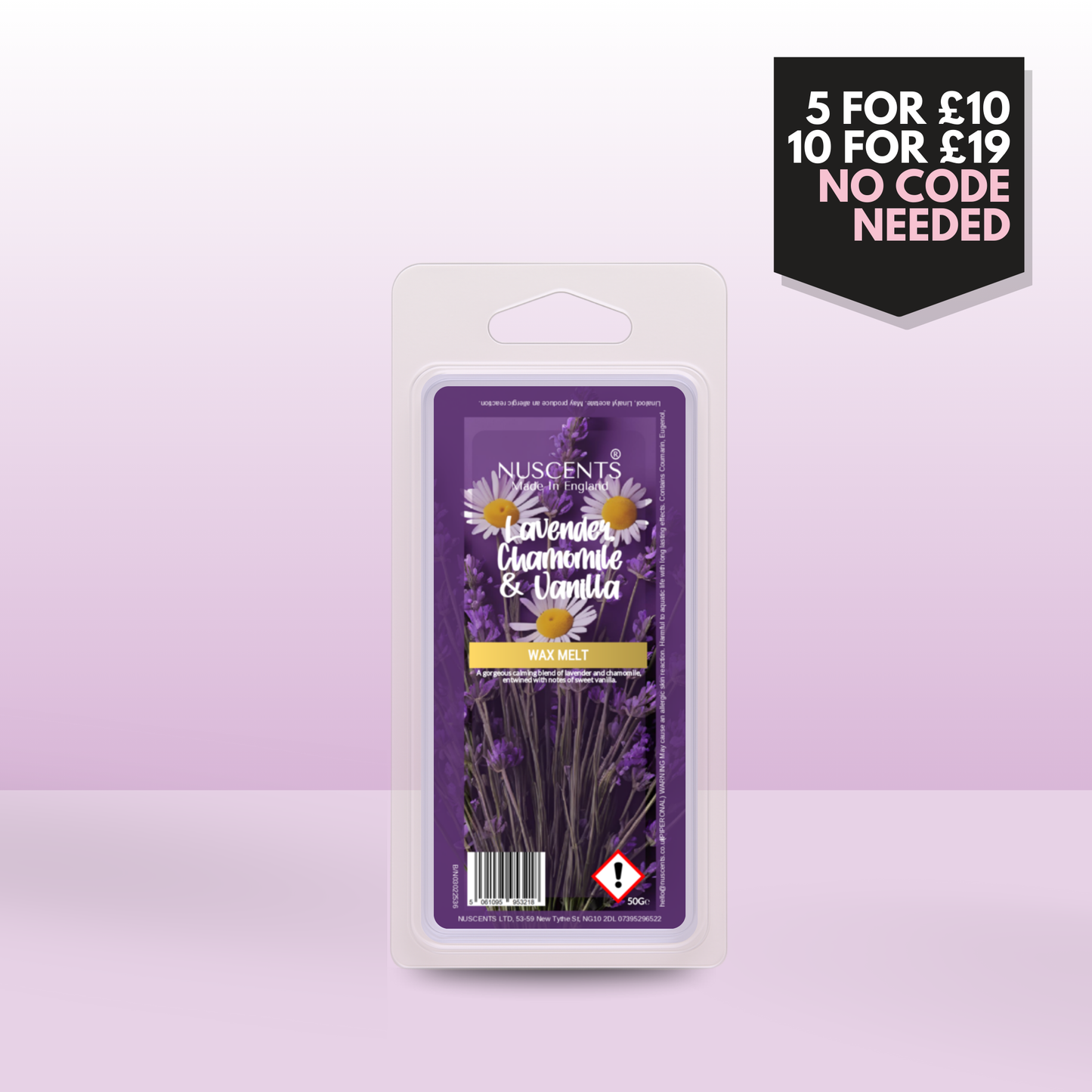 50g *LAST CHANCE Lavender, Chamomile & Vanilla Scented Wax Melt