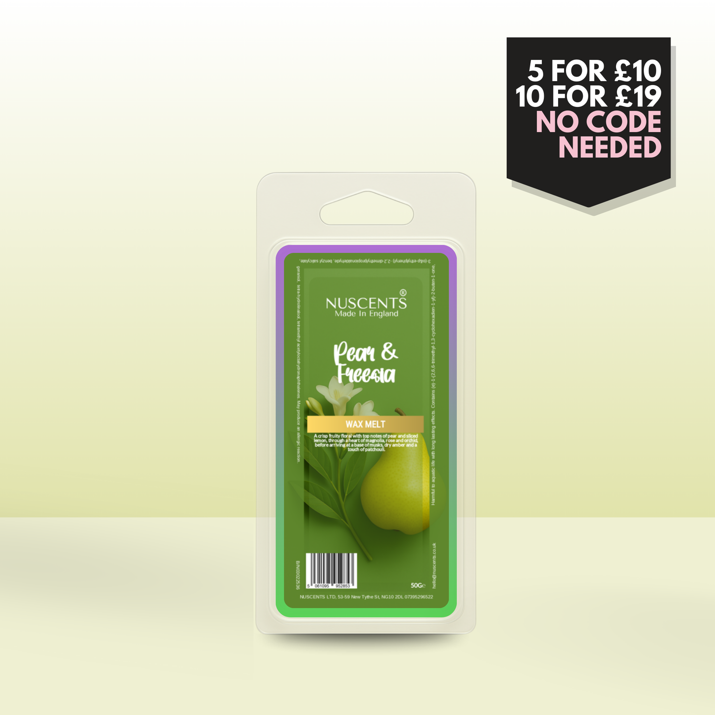 50g Pear & Freesia Scented Wax Melt