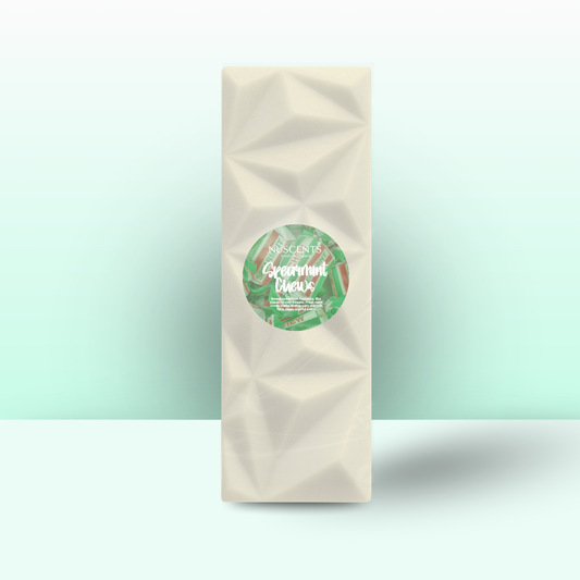 Spearmint Chews XL wax melt packaging with geometric design for home fragrance