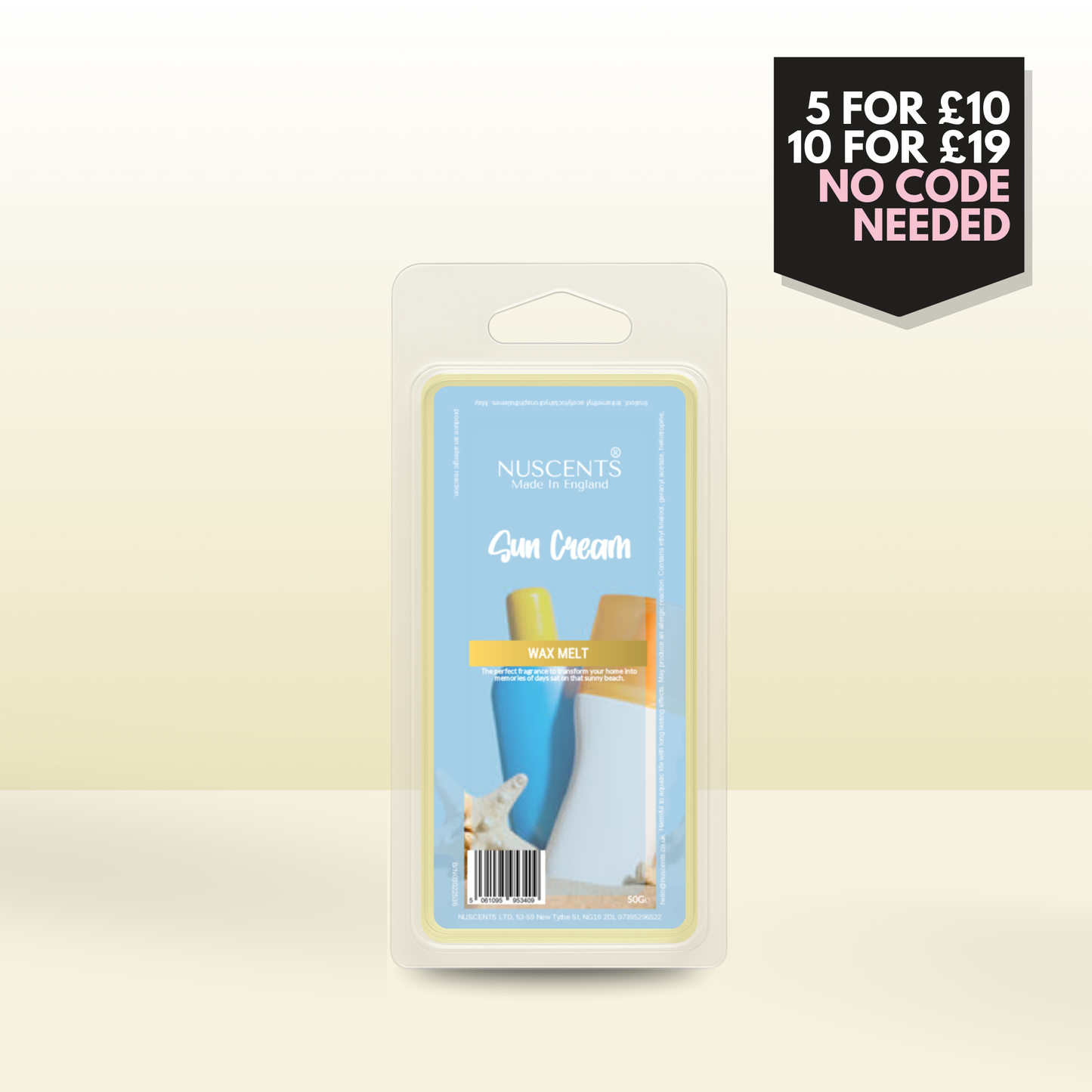 50g *LAST CHANCE Sun Cream Scented Wax Melt