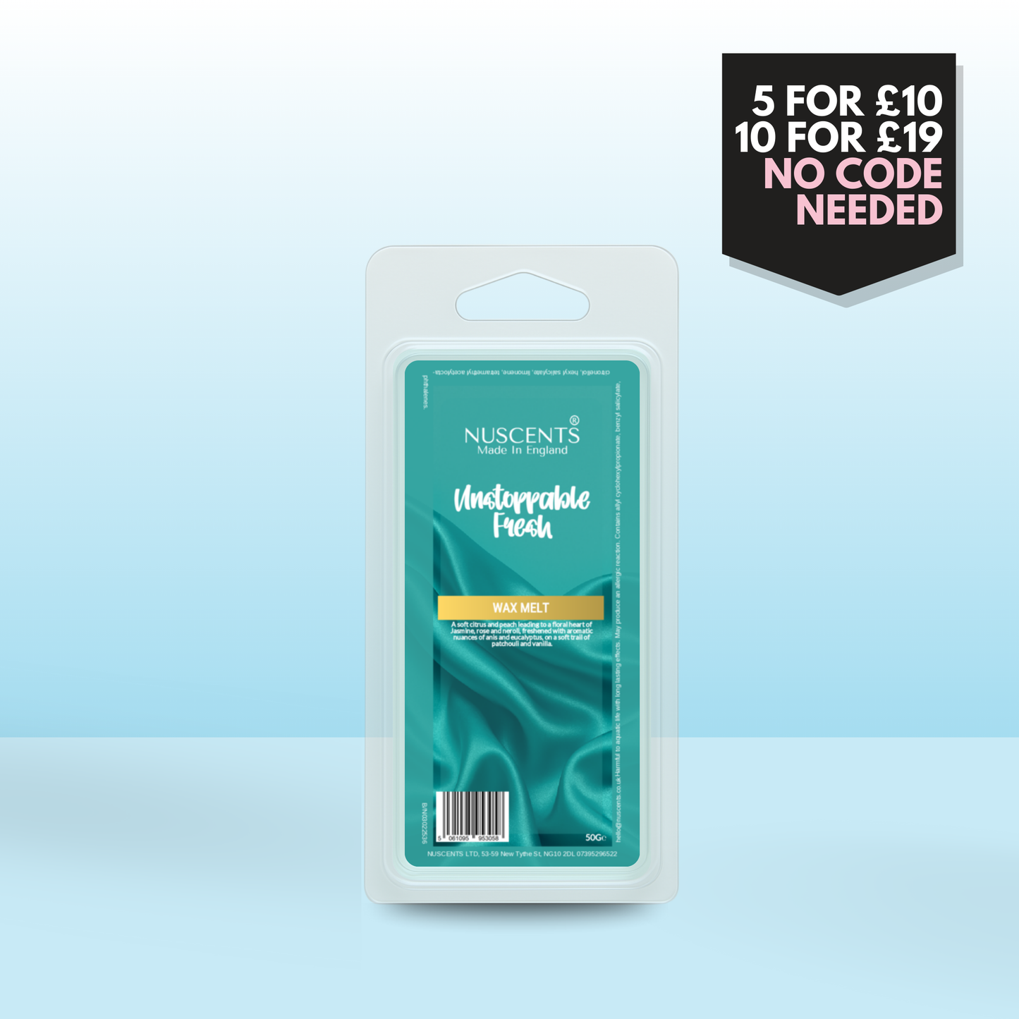 50g Unstoppable Fresh Scented Wax Melt